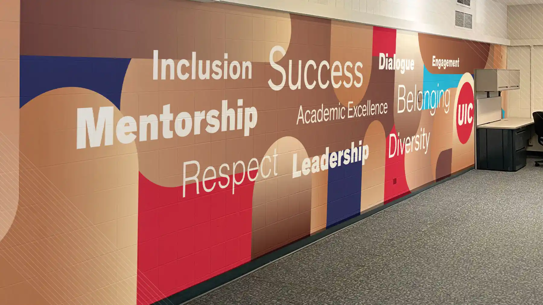 UIC wall graphics word cloud